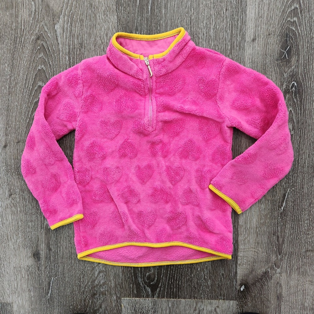Juicy Couture Kids Pink Heart Embossed Fleece Quarter Zip Pullover Sweater 3T